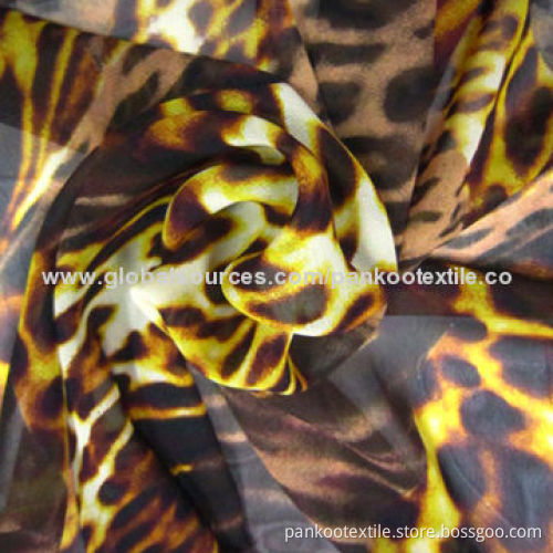75D poly chiffon print fabric, 107*82 inches density, 60 weight for women's shirts & dresses